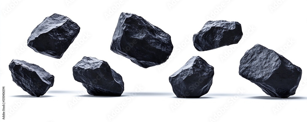 Leinwandbilder collection of black stones arranged in a dynamic and artistic manner showcasing textures and shapes 