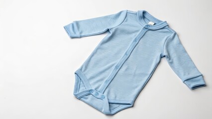 Baby Bodysuit, Light Blue, Long Sleeves, White Background