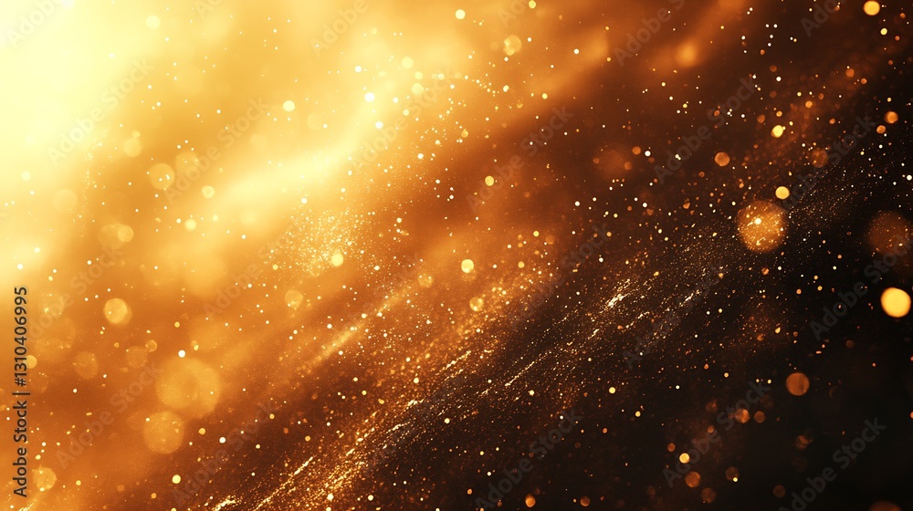 Poster Captivating golden particles dancing in an ethereal light creating a rich abstract background : Generative AI
