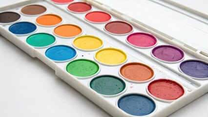 Watercolor Paint Set on White Background