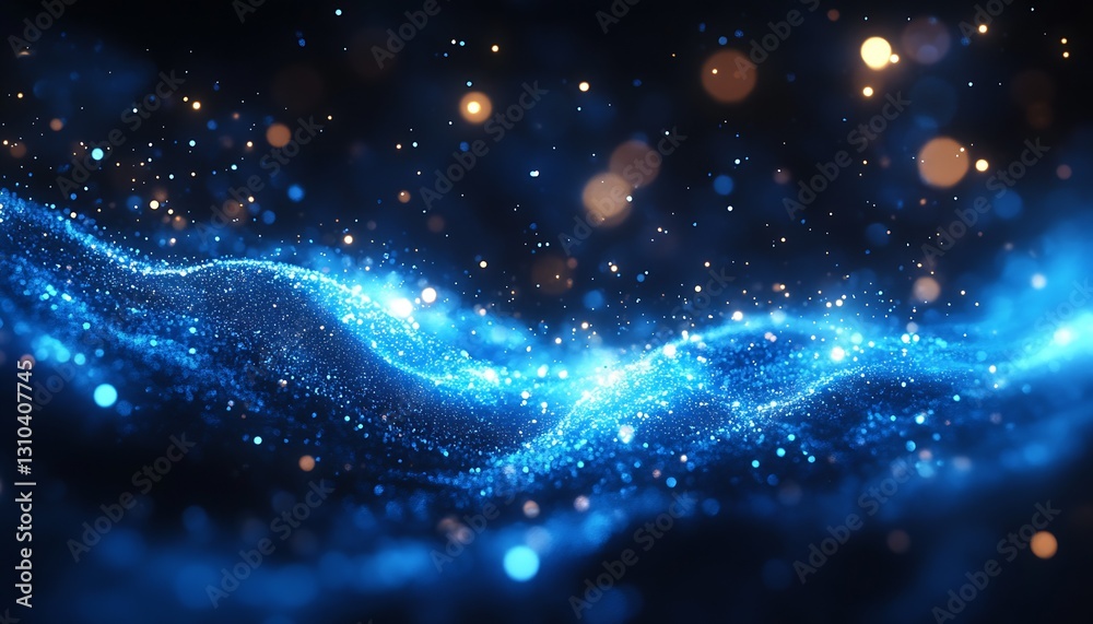 Aufkleber Elegant blue abstract background featuring sparkles and flowing elements radiating a mystical vibe : Generative AI