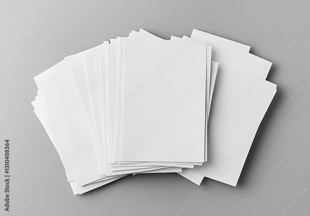 Fototapete stack of fresh clean blank sheets of paper in bright light for office and creative use : generative 