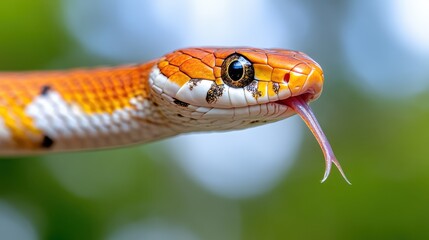 Naklejka premium Small corn snake with vibrant colors searching for its next meal