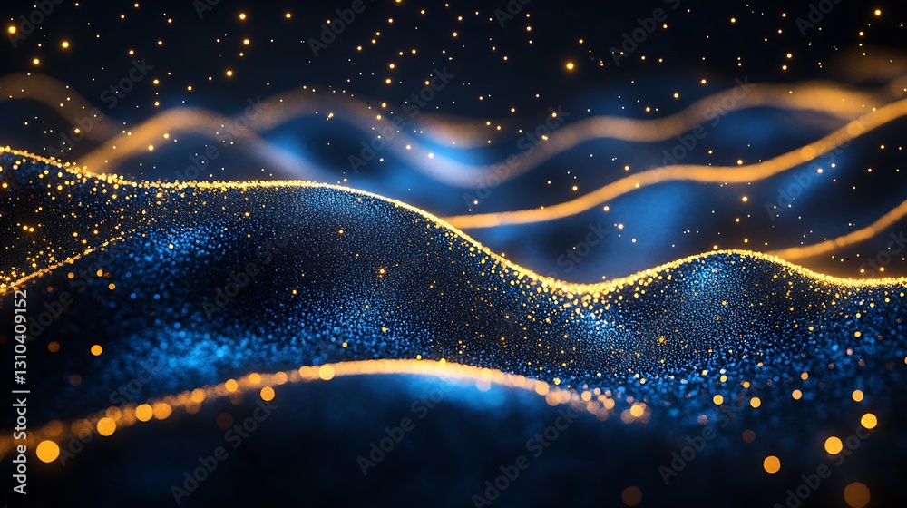 Fototapete Glittering abstract background creating a mesmerizing wave effect with sparkling golden accents : Generative AI
