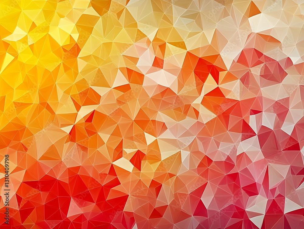 Poster geometric abstract background filled with colorful triangular shapes in shades of yellow orange and 