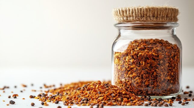 Glass jar filled with cumin seeds