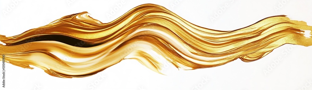 Leinwandbilder rich golden paint texture flowing seamlessly across a white background creating an elegant visual im