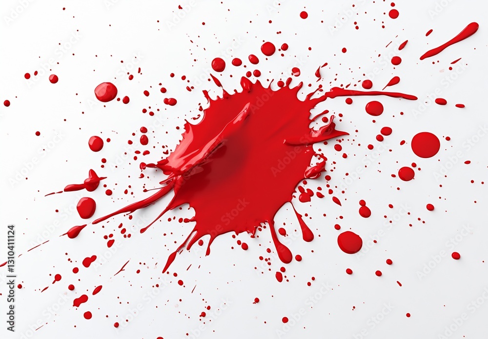 Leinwandbilder vibrant red paint splatter on a clean white surface creating a dynamic art and creative expression s