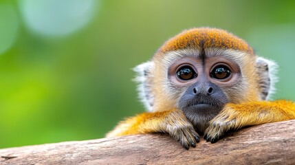 Obraz premium Majestic green monkey gazes thoughtfully from its perch in Gambia