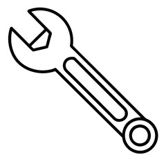 Simple Line Drawing of Wrench - Construction Tool Vector Illustration, Minimalist line art wrench illustration, perfect for construction, repair, and DIY digital designs.