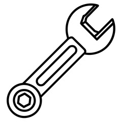 Simple Line Drawing of Wrench - Construction Tool Vector Illustration, Minimalist line art wrench illustration, perfect for construction, repair, and DIY digital designs.