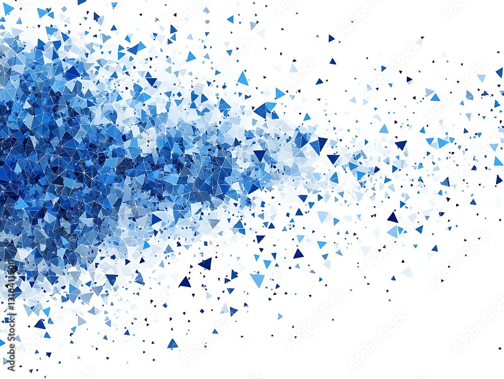 Poster splash of blue and white triangles in abstract arrangement for creative design projects : generative