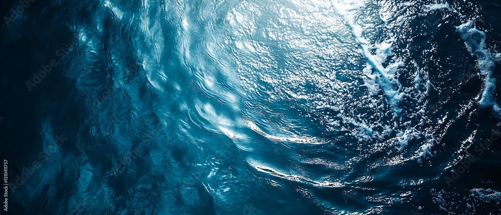 Aufkleber Sunlight Reflecting on Deep Blue Ocean Water Creating Shimmering Patterns and Gentle Waves : Generative AI