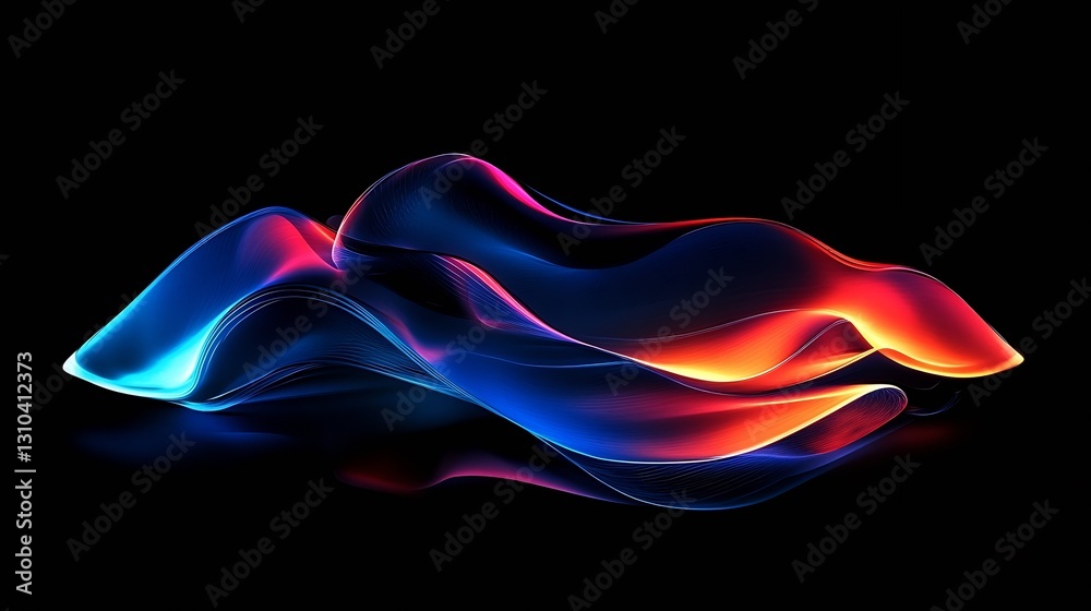 Poster Elegant and Fluid Abstract Design with Colorful Waves Flowing Gracefully Across the Canvas : Generative AI