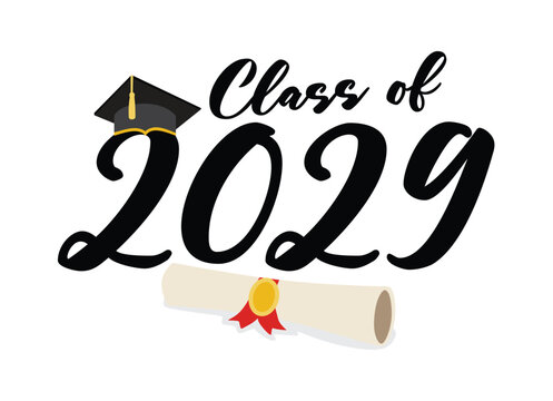 Class of 2029 Graduation PNG design and class of 2029 vector illustration with white background