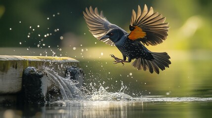 Fototapeta premium Bird Taking Flight from Water