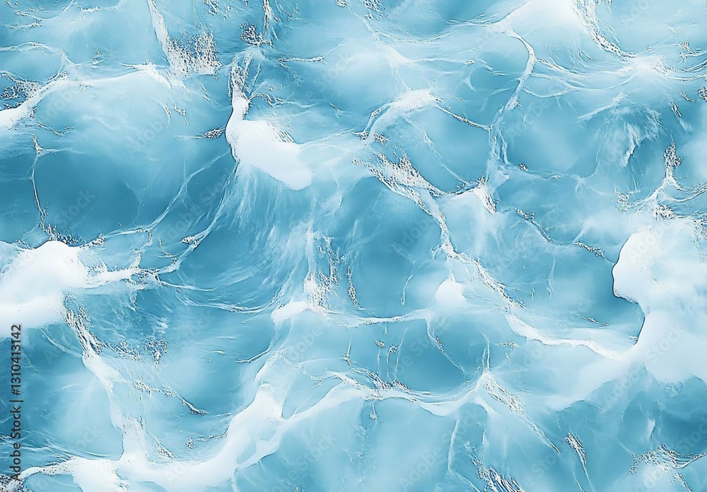 Aufkleber dynamic and fresh abstract image showcasing ocean waves in various blue tones with creamy accents : 