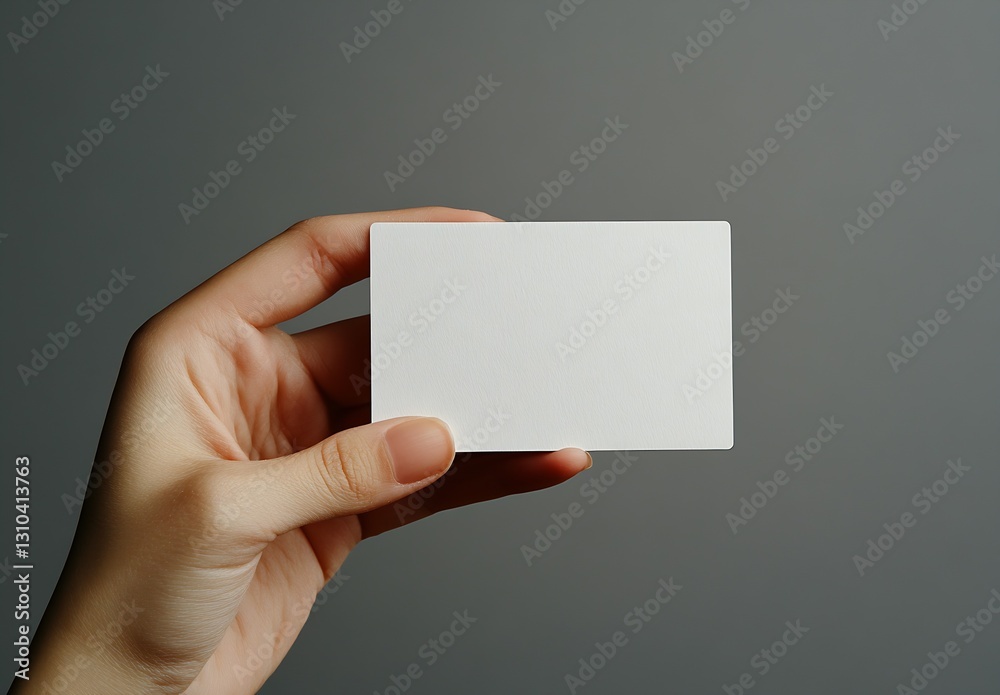 Leinwandbilder minimalist blank business card held in a hand on a plain background for branding concepts : generati
