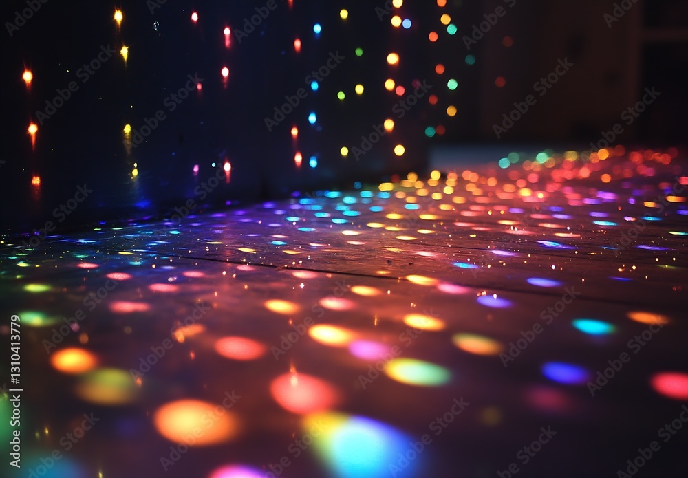 Aufkleber colorful light dots scattered across a dark surface creating a playful and vibrant imagery : generat