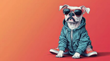 Cool Bulldog Wearing Sunglasses Jacket And Shoes