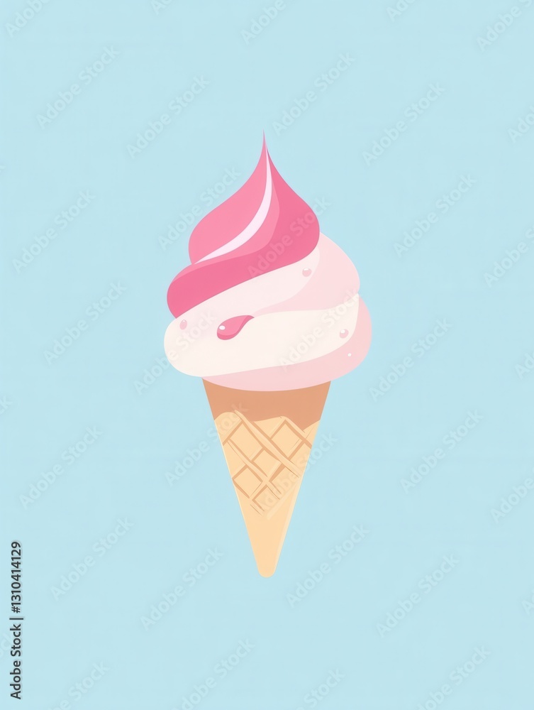 Aufkleber minimalistic ice cream cone logo design featuring pastel colors and playful elements on a clean back