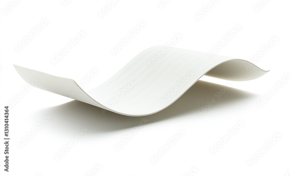 Fototapete wavy flat sheet of white paper laid on a smooth surface creating an artistic composition : generativ