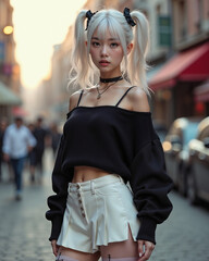 Gothic Streetwear Girl — Edgy & Modern City Fashion