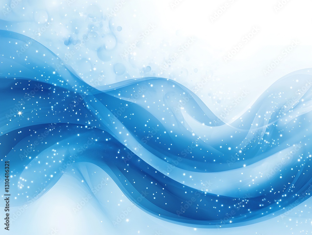 Leinwandbilder Vibrant blue wave background with sparkling particles illustrating depth and fluidity in design : Generative AI