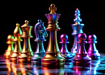 Dramatic Black Checkmate: Close-Up Chess Photography, 3D Render