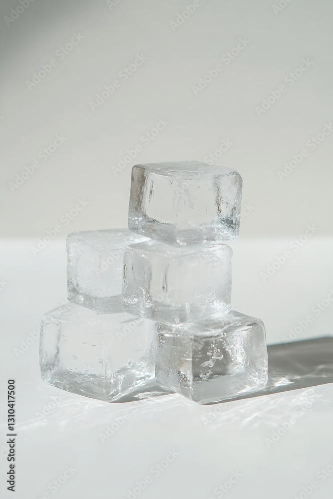 Poster a stunning stack of crystal clear ice cubes perfect for refreshing beverages and cool drinks : gener