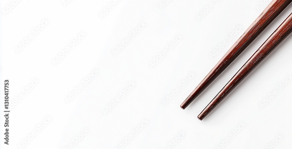 Poster elegant brown chopsticks resting on minimalist white background for asian dining experience : genera