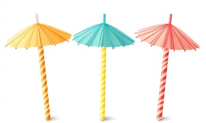Obraz premium Colorful cocktail umbrellas in vibrant shades perfect for summer drinks and beach parties : Generative AI