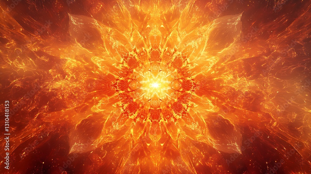 Aufkleber vibrant abstract fractal design featuring fiery orange and yellow shades illuminating the canvas : g