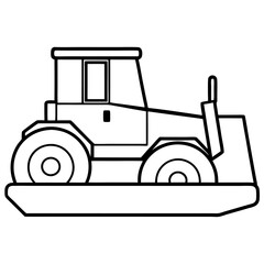 Bulldozer Black and White Outline Vector Illustration – Construction Clipart & Line Art Design, Bulldozer outline vector clipart – perfect for construction-themed designs, logos, and prints.