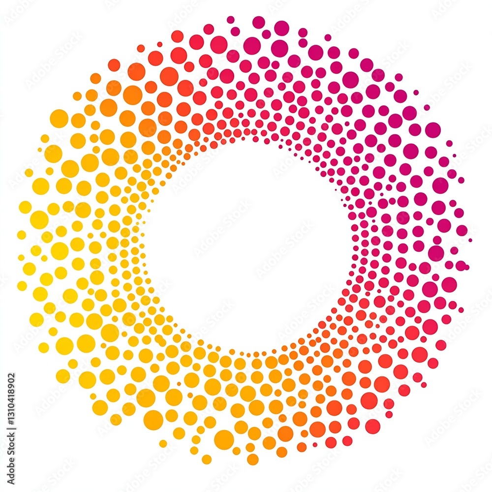 Aufkleber Vibrant abstract design with colorful dots creating a beautiful circular pattern on white : Generative AI