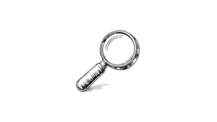 vintage sketch of a magnifying glass on a white background  