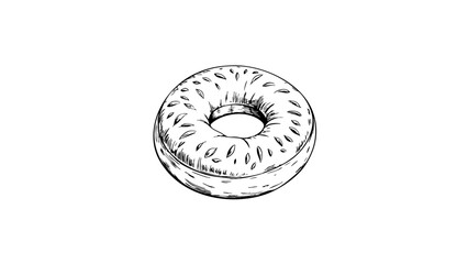 Vintage sketch of a doughnut in black and white style  
