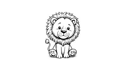 Vintage sketch of a cute cartoon lion illustration  