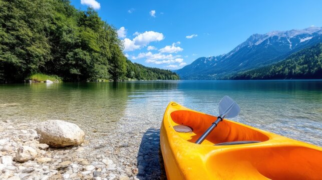 Kayaking on the tranquil waters of Bohinj Lake in Slovenia's summer sun