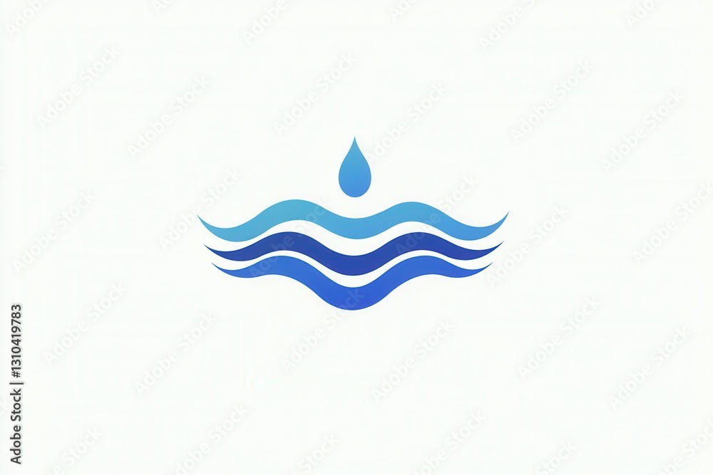 Aufkleber Minimalist icon featuring wavy blue lines representing calmness in an abstract and simple style for serene designs and creative projects