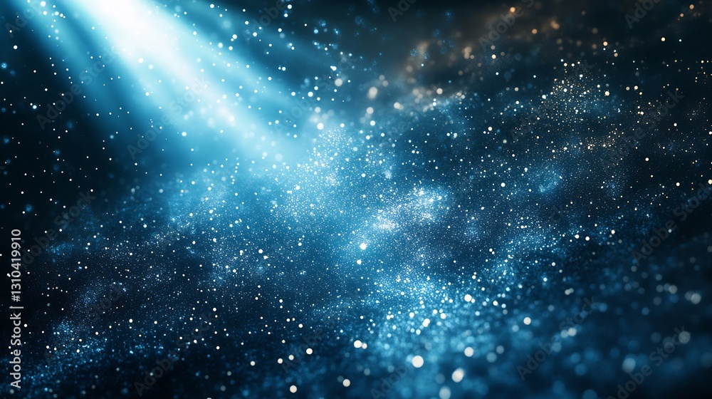 Poster Stunning cosmic background with beams of light shining through sparkling dust in the universe : Generative AI