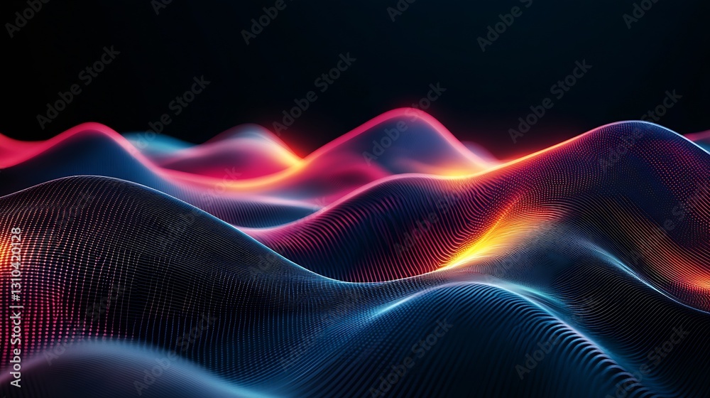 Leinwandbilder lush flowing waves of glowing blue and red light creating a stunning visual experience reminiscent o