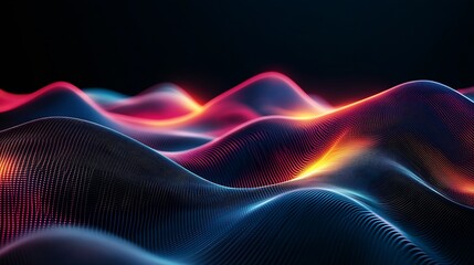 Obraz premium Lush flowing waves of glowing blue and red light creating a stunning visual experience reminiscent of waves in the ocean : Generative AI
