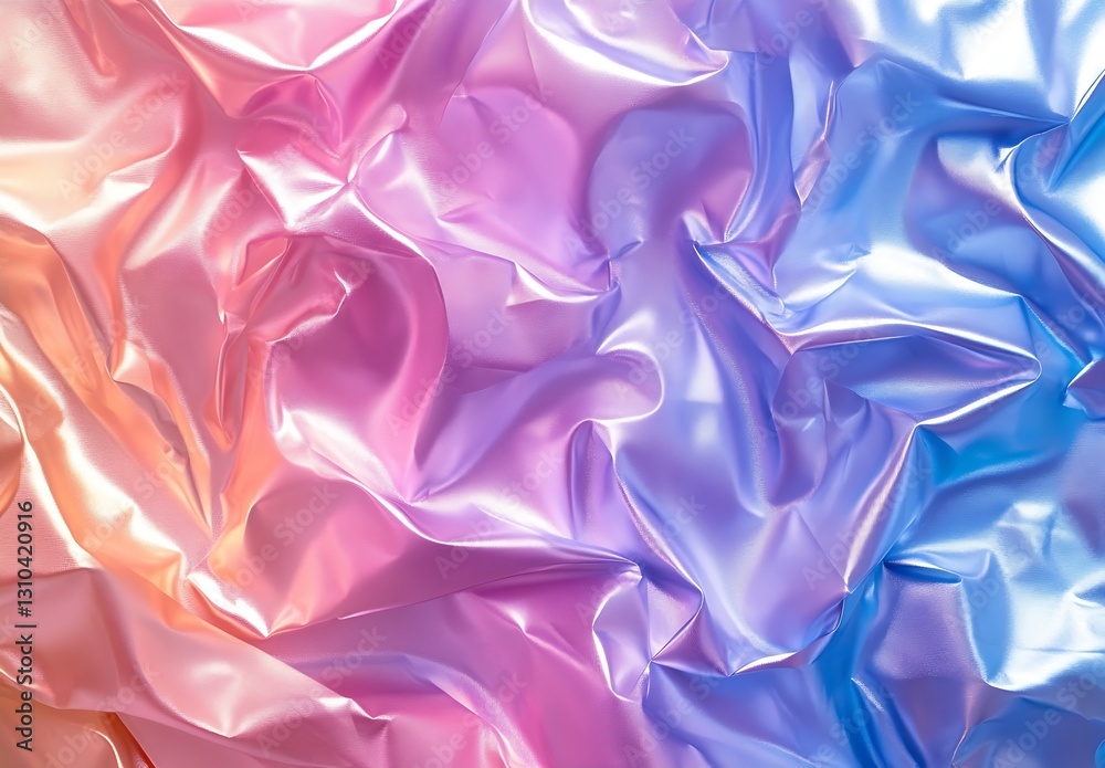 Poster softly crumpled iridescent fabric with a stunning blend of pastel colors : generative ai