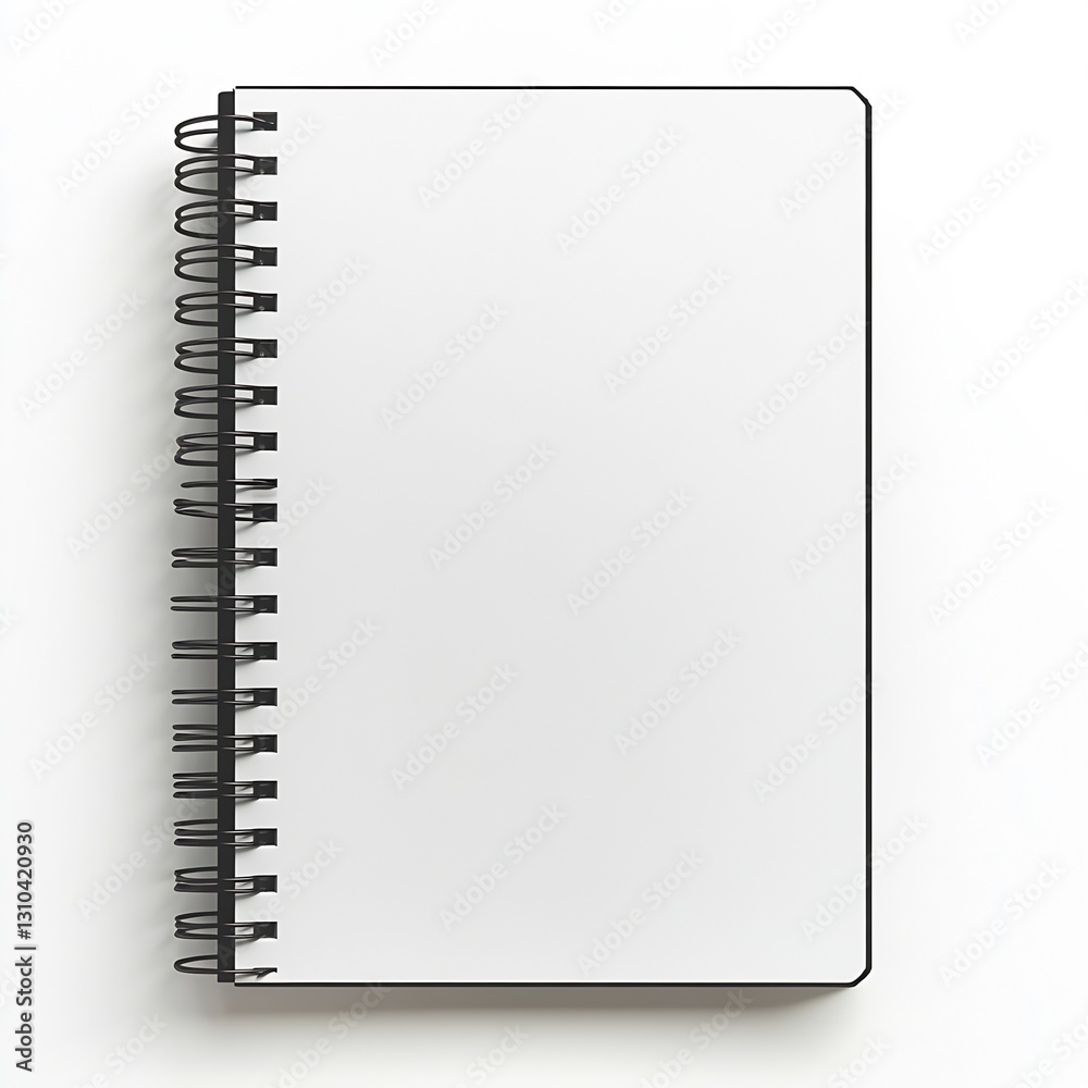 Poster Minimalist spiral notebook on a white background for note taking and journaling : Generative AI