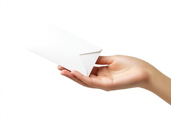 Hand Holding a Clean White Envelope for Sending Letters and Invitations with Simplicity : Generative AI