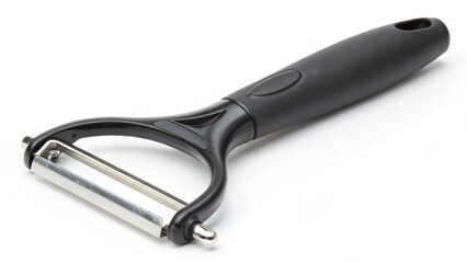 Obraz premium Black Plastic and Stainless Steel Peeler on White Background