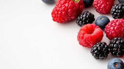 Colorful berry frame showcasing nature's sweet bounty on a white background