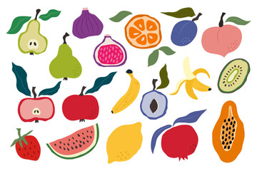 Minimalist hand drawn fruit collection with modern artistic design