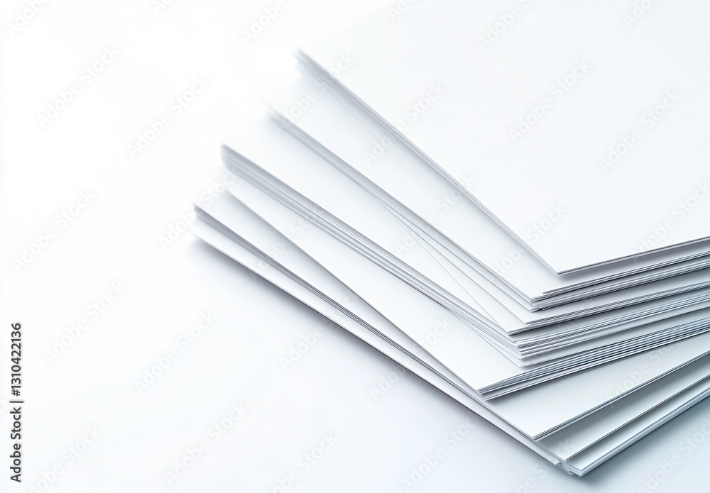 Fototapete stack of clean blank sheets of paper resting on a simple white background for creative projects and 